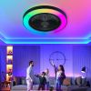 19-inch Black Ceiling Fan Light with LED RGB – Dimmable & Color-Changing, APP & Remote Control, Modern Smart Ceiling Fan for Living Room, Bedroom