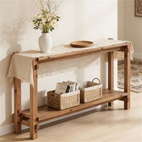 Solid wood sofa table, console table, farmhouse entrance table with storage space, easy to install