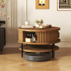 Flip-Top Round Coffee Table with Storage for Living Room, 31.5" Farmhouse Style Center Table with Sliding Doors & Hidden Compartment