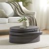MODERNESQUE ROTATING COFFEE TABLE-Matte Black Contemporary Accent Table.