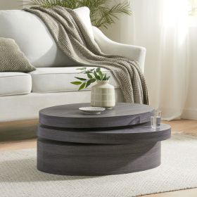 MODERNESQUE ROTATING COFFEE TABLE-Matte Black Contemporary Accent Table.
