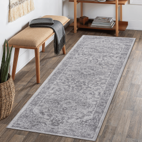 LOOM & LUXE Collection 2X8 Silver/Oriental Non-Shedding Living Room Bedroom Dining Home Office Stylish and Stain Resistant Area Rug
