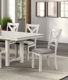 Rustic White Oak Farmhouse 2pcs Dining Chairs Cross Back Wooden Cushion Seat Kitchen Dining Room Furniture