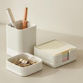 Aesthetic Desk Organizer Set of 3 For Your Office - Sturdy Concrete Desktop Accessories For Women or Men Enhance Any Office Decor - Set incl. Pen Hold
