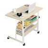 Height Adjustable Laptop Desk 3-Tier Mobile Laptop Table C Side Snack Table With Rolling Wheels for Couch Bed Sofa Living Room Bedroom