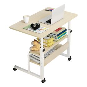 Height Adjustable Laptop Desk 3-Tier Mobile Laptop Table C Side Snack Table With Rolling Wheels for Couch Bed Sofa Living Room Bedroom