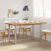 Dining Table Acacia wood grain and silver legs
