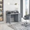 Techni Mobili Classic Office Desk with Storage - Grey Home Office Desk with Hutch.