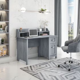 Techni Mobili Classic Office Desk with Storage - Grey Home Office Desk with Hutch.