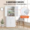 72" Kitchen Pantry Storage Cabinet, Freestanding Utility Cabinets with Doors, Drawer and 3 Adjustable Shelves, Tall Food Buffet Pantries for Kitchen,