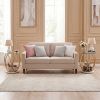 Round End Table Faux Marble Side Table with Tempered Glass Tabletop
