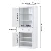 72" Kitchen Pantry Storage Cabinet, Freestanding Utility Cabinets with Doors, Drawer and 3 Adjustable Shelves, Tall Food Buffet Pantries for Kitchen,
