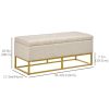 Storage Ottoman with Flip Top, Upholstered Storage Bench, Linen Fabric Footstool with Steel Legs for Living Room, Bedroom, Beige