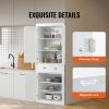 72" Kitchen Pantry Storage Cabinet, Freestanding Utility Cabinets with Doors, Drawer and 3 Adjustable Shelves, Tall Food Buffet Pantries for Kitchen,