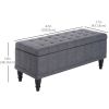 Storage Ottoman, Linen Fabric End of Bed Bench with Soft Close Lid, Button Tufted Storage Bench for Living Room, Entryway or Bedroom, 42" x 17" x 19"