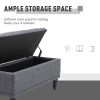 Storage Ottoman, Linen Fabric End of Bed Bench with Soft Close Lid, Button Tufted Storage Bench for Living Room, Entryway or Bedroom, 42" x 17" x 19"