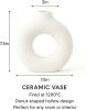 Modern White Ceramic Vase - 7.5 Inch Tall - Ceramic Flower Vase. Home Decor, Centerpiece, Coffee Table, Living Room, Flowers, Entryway, Bookshelf.