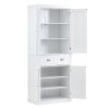 72" Kitchen Pantry Storage Cabinet, Freestanding Utility Cabinets with Doors, Drawer and 3 Adjustable Shelves, Tall Food Buffet Pantries for Kitchen,