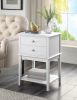 White Nightstand 2 Drawers 28 inches Tall for Bedroom,Wood Sofa Side Table with Storage Shelf,Large End Tables,Modern Bedside Table for Home Furniture