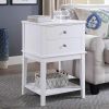 White Nightstand 2 Drawers 28 inches Tall for Bedroom,Wood Sofa Side Table with Storage Shelf,Large End Tables,Modern Bedside Table for Home Furniture