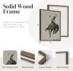 Large Framed Western Cowboy Wall Art Set, 2 Piece Vintage Farmhouse Canvas Prints Paintings, Black Wooden Frame Sketch Style Country Horse Picture Art