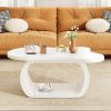 ON-TREND 39.3"*23.6" Modern Cloud Coffee Table with 1.5" Thick Tabletop, Cream Style Irregular End Table with Curved Legs