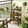 100% Solid Wood Ladder Shelf, 3 Tier Small Ladder Bookshelf, Freestanding Ladder Shelf with Open Storage,Side Table for Living Room, Bedroom, Study