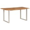 Dining Table Acacia wood grain and silver legs