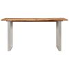 Dining Table Acacia wood grain and silver legs