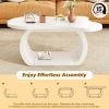 ON-TREND 39.3"*23.6" Modern Cloud Coffee Table with 1.5" Thick Tabletop, Cream Style Irregular End Table with Curved Legs