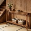 Solid wood sofa table, console table, farmhouse entrance table with storage space, easy to install