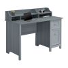 Techni Mobili Classic Office Desk with Storage - Grey Home Office Desk with Hutch.