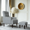 Living room sofa single chair with ottoman, Modern multi-function fabric living room chair bed