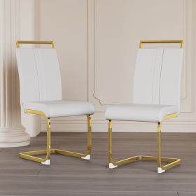 Modern Dining Chairs (Color: White+golden+2in1)