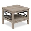 2-Tier Square Side Table with Storage Shelf and X-Frame for Bedroom Living Room
